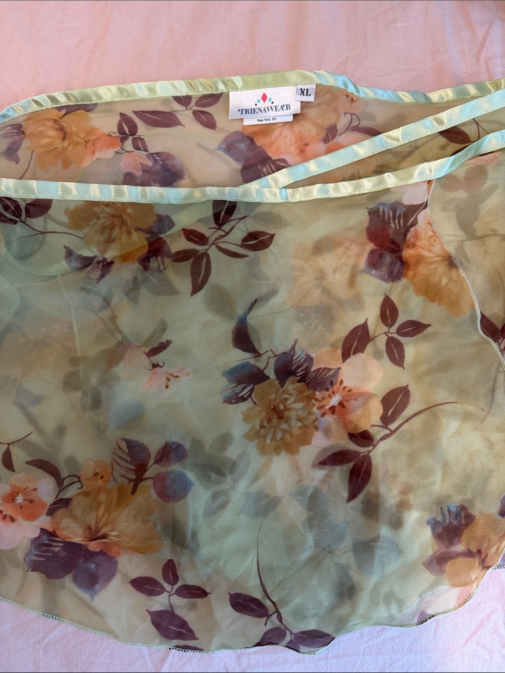 Floral Sheer Mini Skirt in Sage Green